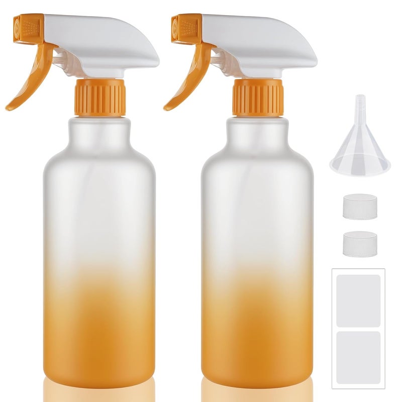 Hethyo Spray Bottles 16.9oz/500ml Plastic Spray Bottle for Hair Mist/Stream Empty Spray Bottle Heavy Duty Refillable Containers for Cleaning Solutions, Plants Gradient 2 Pack (Yellow) - Image 1